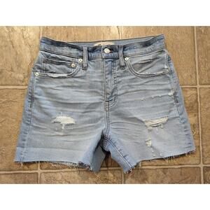 Madewell Women's Size 25 Distressed Light Wash Light Blue Denim Shorts 1806
